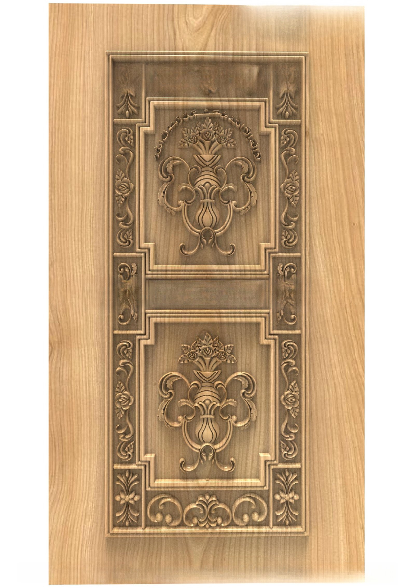 GSK DELITE DOORS - DL-68 Classic Floral Urn Relief Carved Door 3D Model